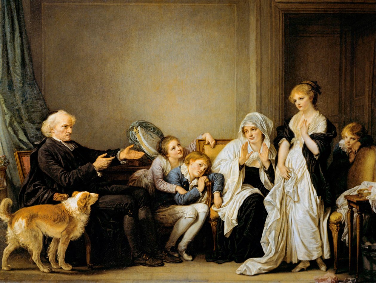 Az özvegy és gyóntatója (olajfestmény) alkotó: Jean Baptiste Greuze