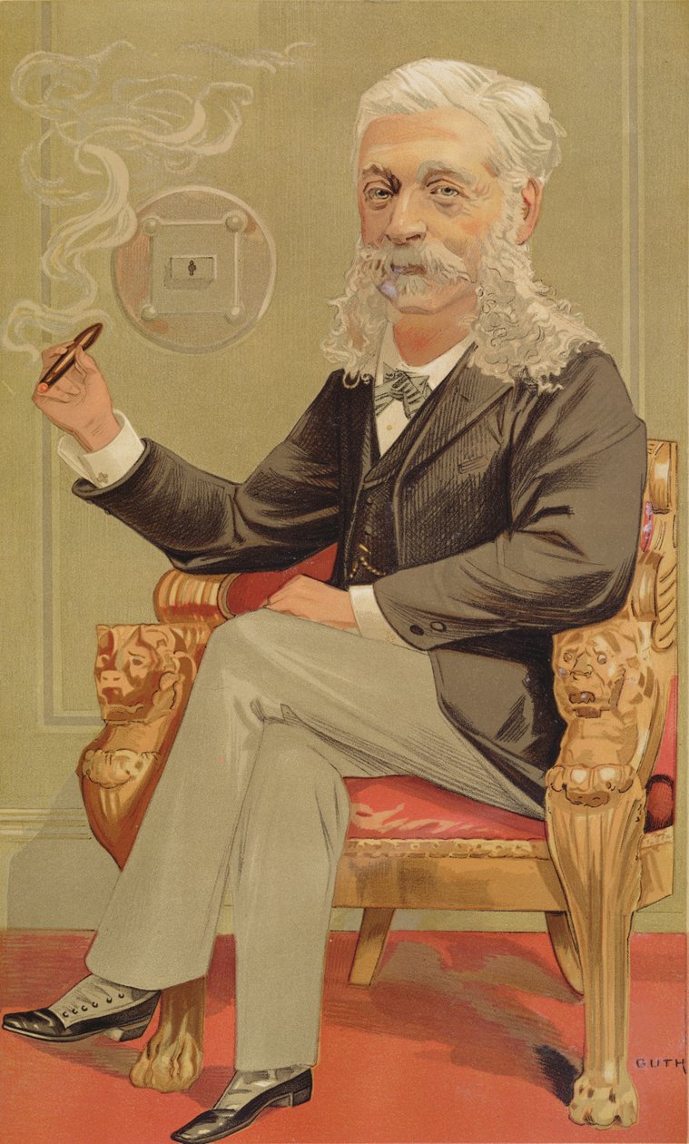 Baron Alphonse de Rothschild, illusztráció a Vanity Fairből, 1894 színes litó alkotó: Jean Baptiste Guth
