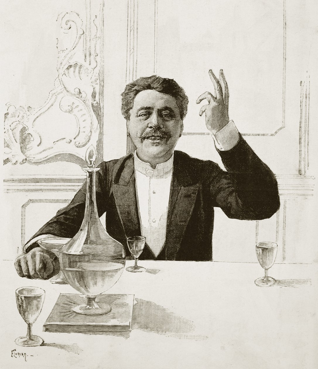 Henry Becque (1837-1899) francia drámaíró portréja - Florian sírja Jean-Baptiste Guth (1883-1921) után - Megjelent a Revue illustree, kb. 1890 alkotó: Jean Baptiste Guth