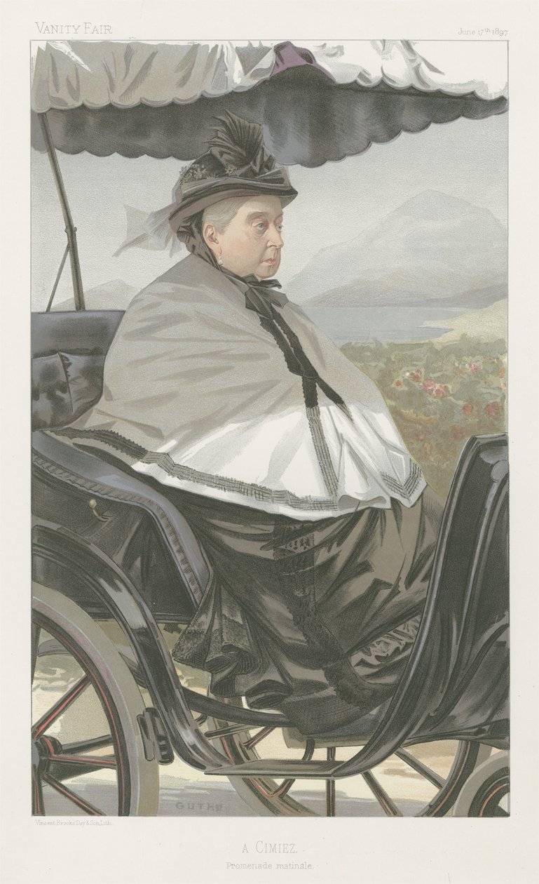 Vanity Fair: Royalty; „A Cimiez, Reggeli séta, Viktória királynő, június 17 alkotó: Jean Baptiste Guth