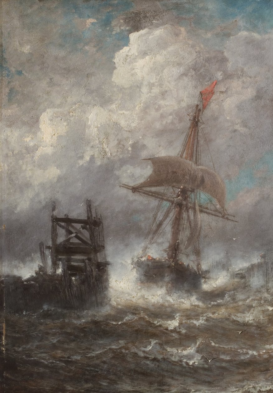 Tengeri táj hajóval, 1870 alkotó: Jean Baptiste Henri Durand Brager