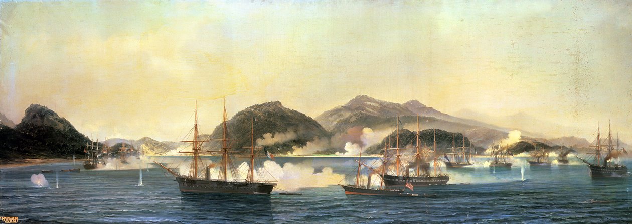 A második Shimonoseki csata, 1864. szeptember 5., 1868 alkotó: Jean Baptiste Henri Durand Brager