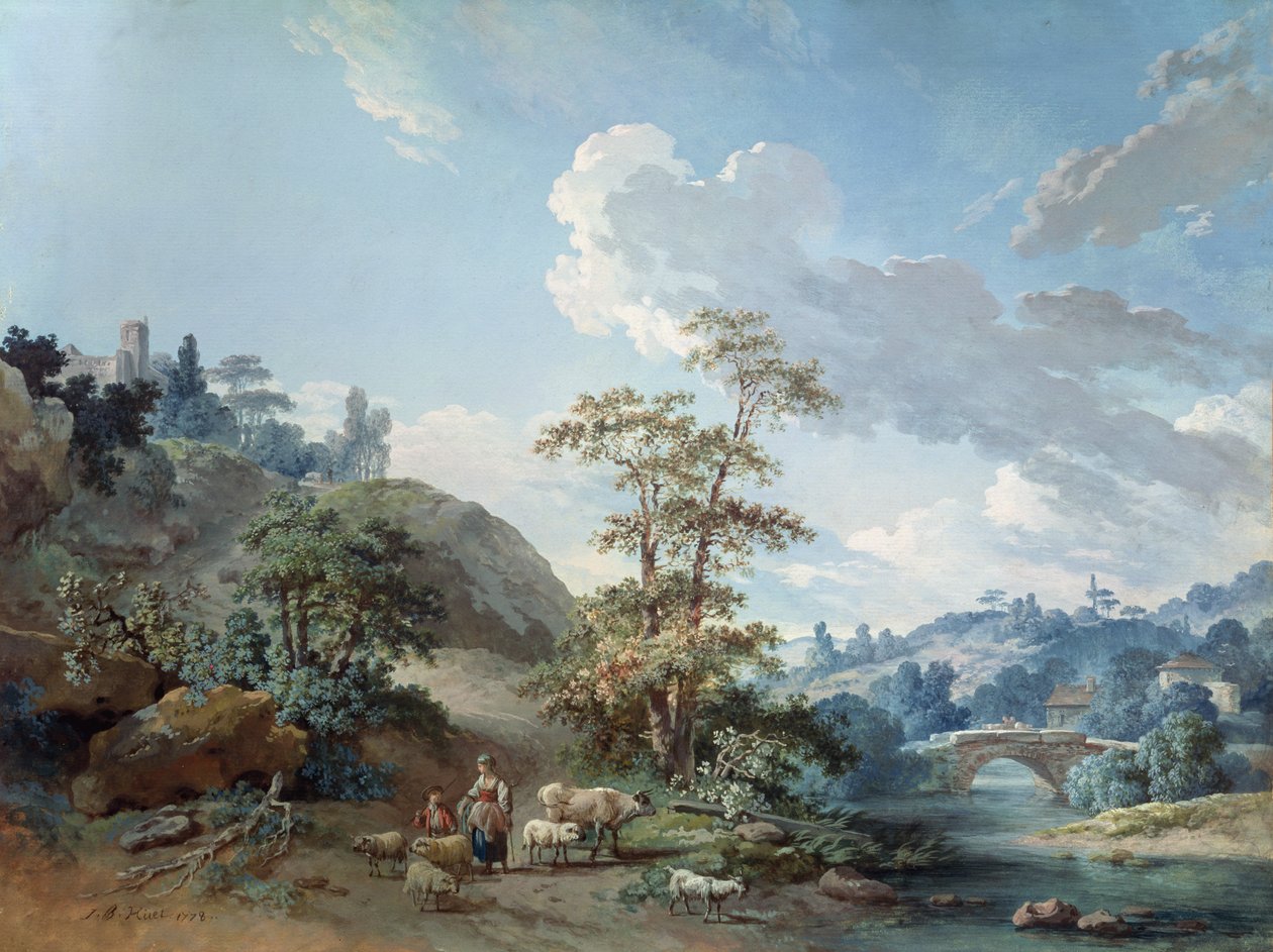 Híd a völgyben, 1778 (guache) alkotó: Jean Baptiste Huet