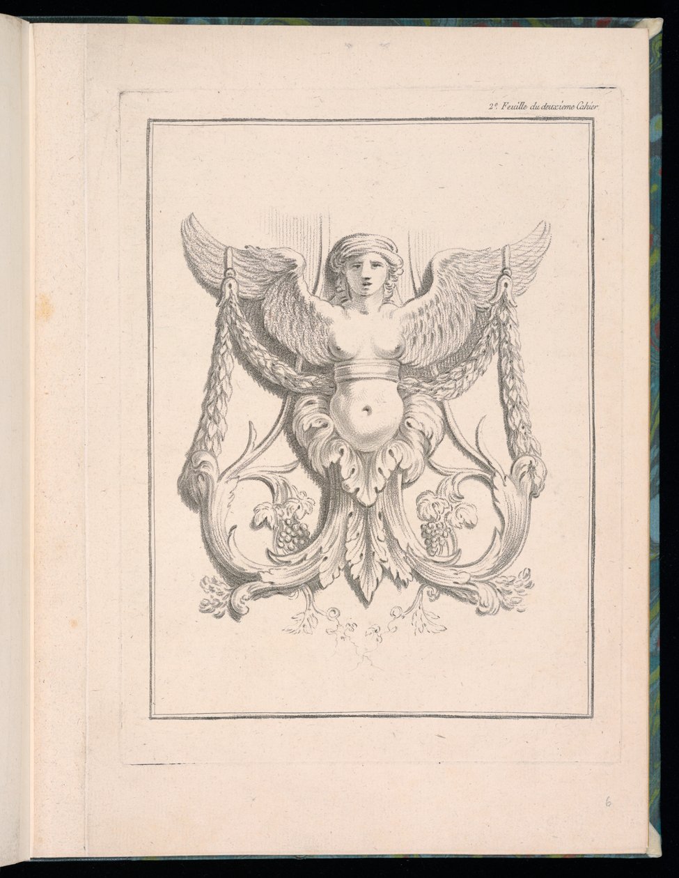 Design for a Sphinx, pl. 2, Deuxieme Cahiers des arabesques dessinés par J.B. Huet... [Book 2, Portfolios of Arabesques Designed by J.B. van] alkotó: Jean Baptiste Huet