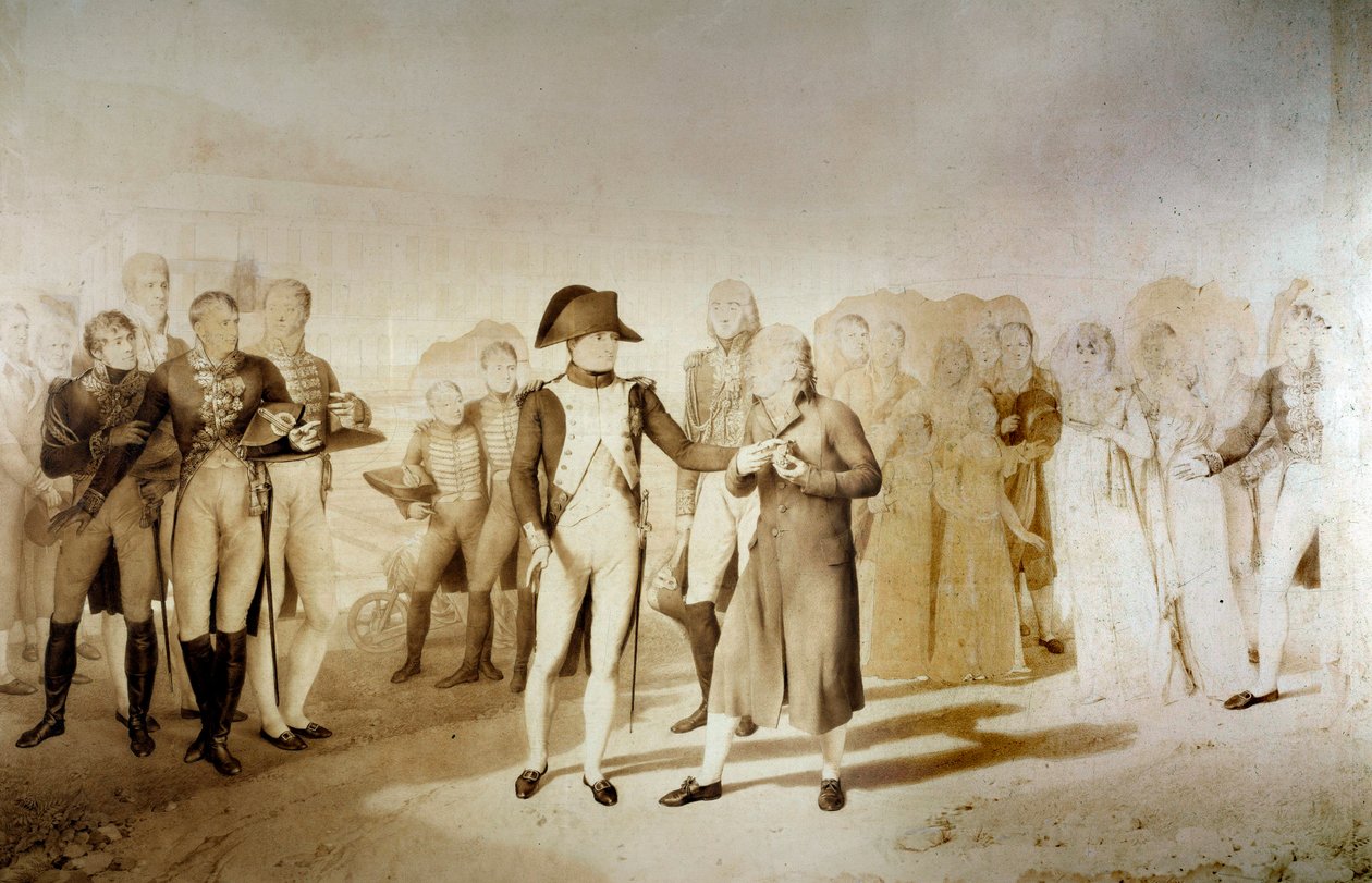 I. Napóleon császár (1769-1821) és Josephine de Beauharnais impresszió meglátogatja Monsieur Oberkampf Jouy-i textilgyárát 1806. június 20-án Részlet. Jean Baptiste Isabey (1767-1855) rajza 1806 V. 1,28x1,45 m Versailles, vármúzeum alkotó: Jean Baptiste Isabey