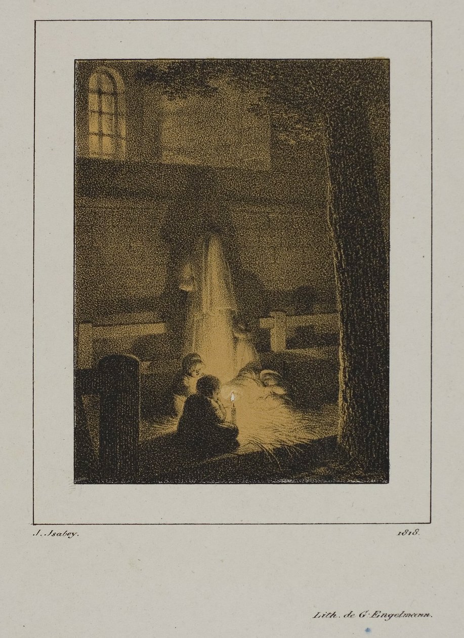 Gyermekcsoport egy gyertya körül alkotó: Jean Baptiste Isabey