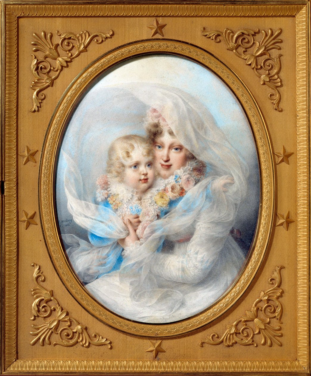 Mária Lujza (1791-1847) és Róma királyának, II. Napóleonnak, Reichstadt hercegének (1811-1832), I. Napóleon császár fiának (1769-1821) portréi Keresztelő János Izabey (1767-1855) festménye Magángyűjtemény 18145 alkotó: Jean Baptiste Isabey