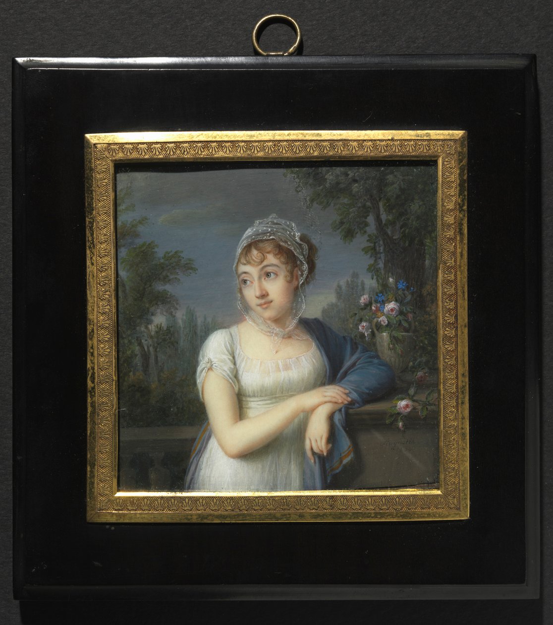 Női portré a korlát mellett, 1804. alkotó: Jean Baptiste Jacques Augustin