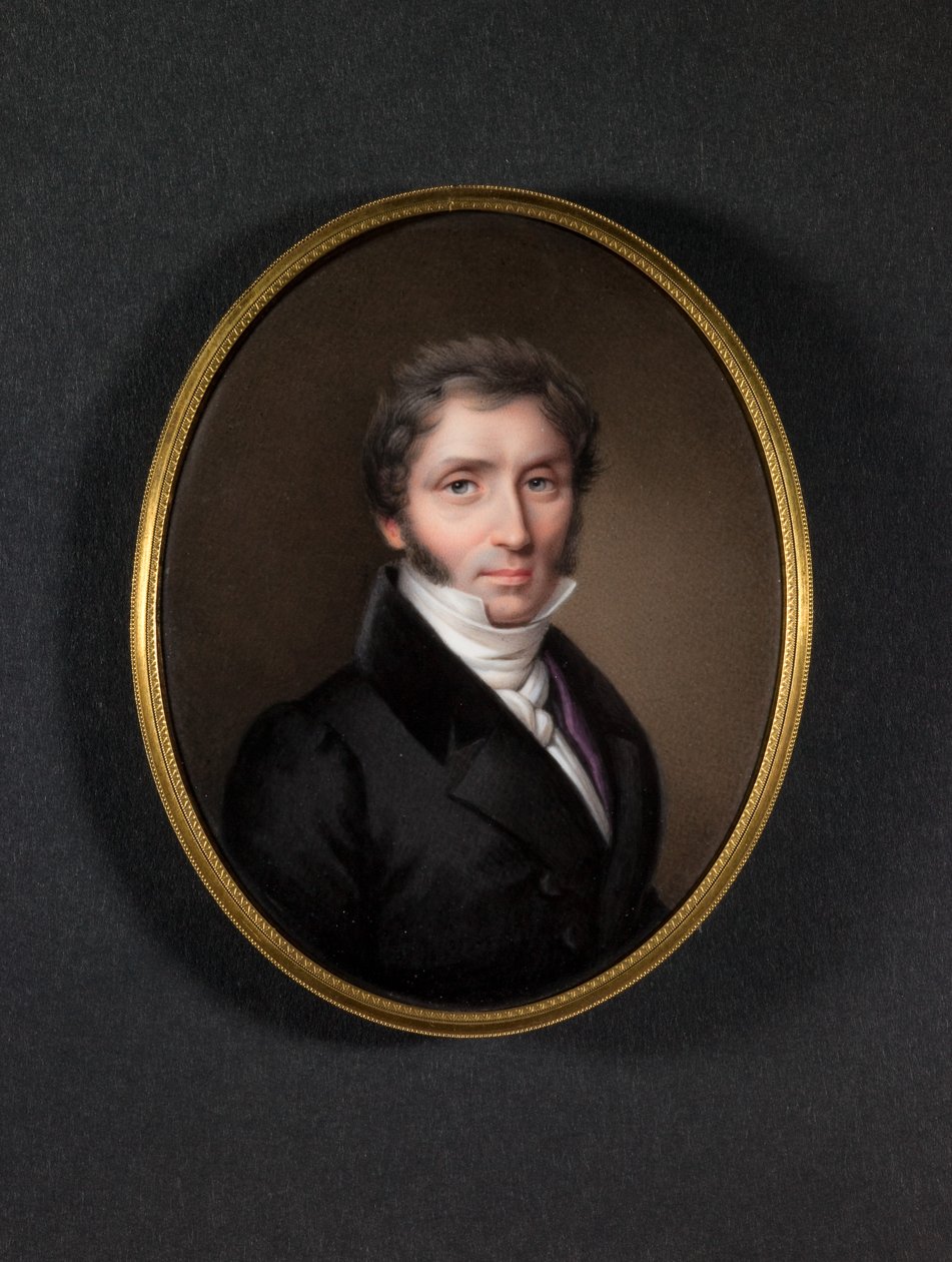 Férfi sötét kabátban (zománc, réz) alkotó: Jean Baptiste Joseph Duchesne