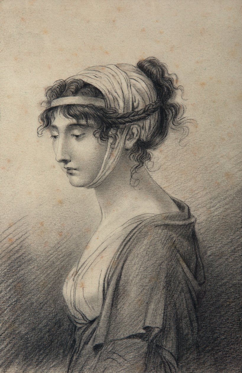 Pauline Bonaparte, Borghese hercegnő portréja (fekete ólom papíron) alkotó: Jean Baptiste Joseph Wicar