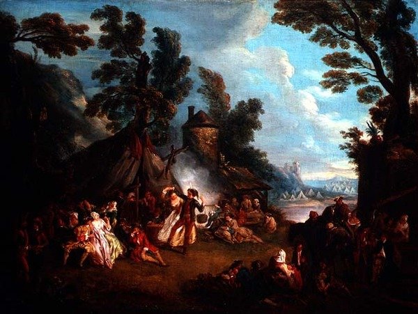 A párt a hadsereg táborában alkotó: Jean Baptiste Joseph attr. to Pater