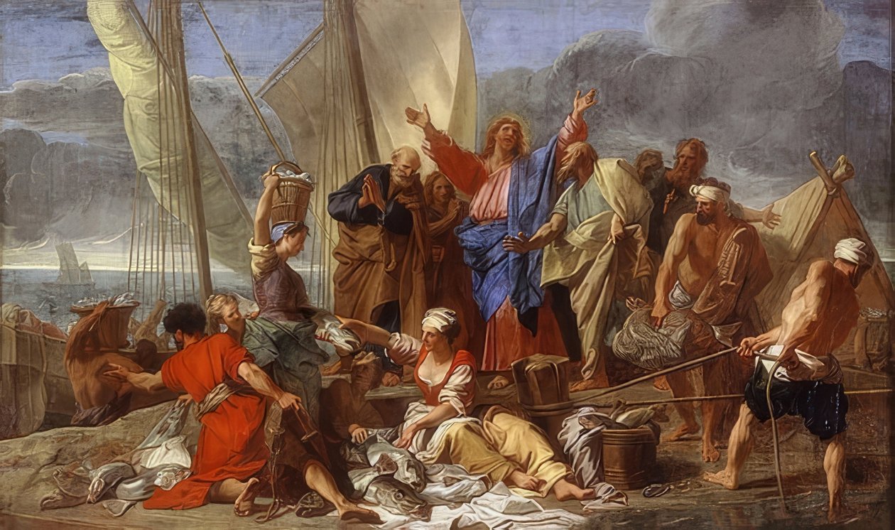 A csodálatos halfogás. 1705 körül alkotó: Jean Baptiste Jouvenet