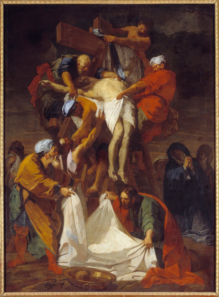Jean Jouvenet (1644-1717) festménye A kereszt alászállása 1697 V. 4,24x3,12 m alkotó: Jean Baptiste Jouvenet