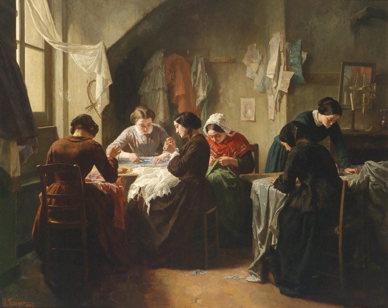Breton varrónők alkotó: Jean Baptiste Jules Trayer