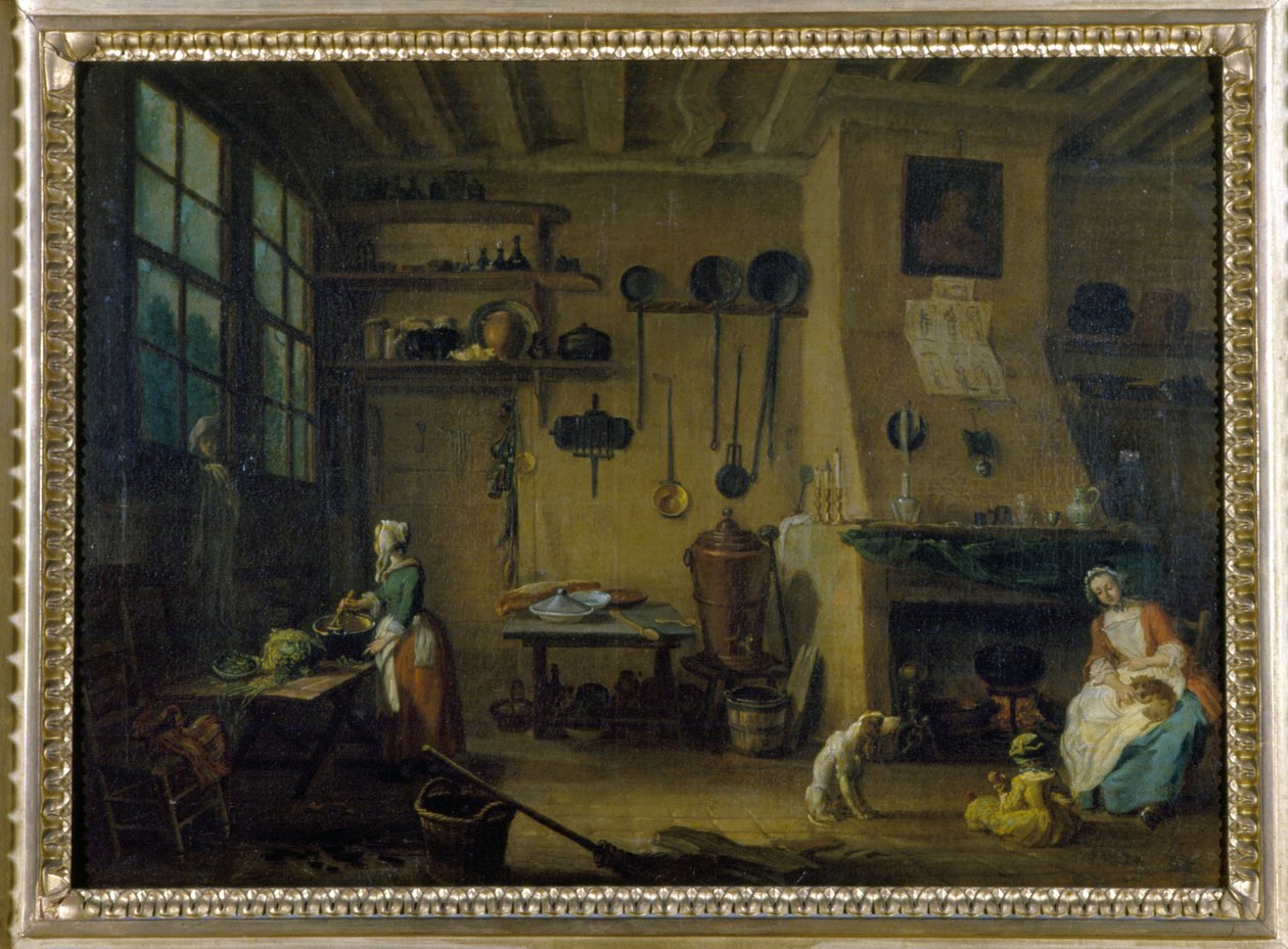 Burzsoá konyha – J.B Lallemand (1716-1803) festménye, 17. század vége, Dijoni Szépművészeti Múzeum. alkotó: Jean Baptiste Lallemand