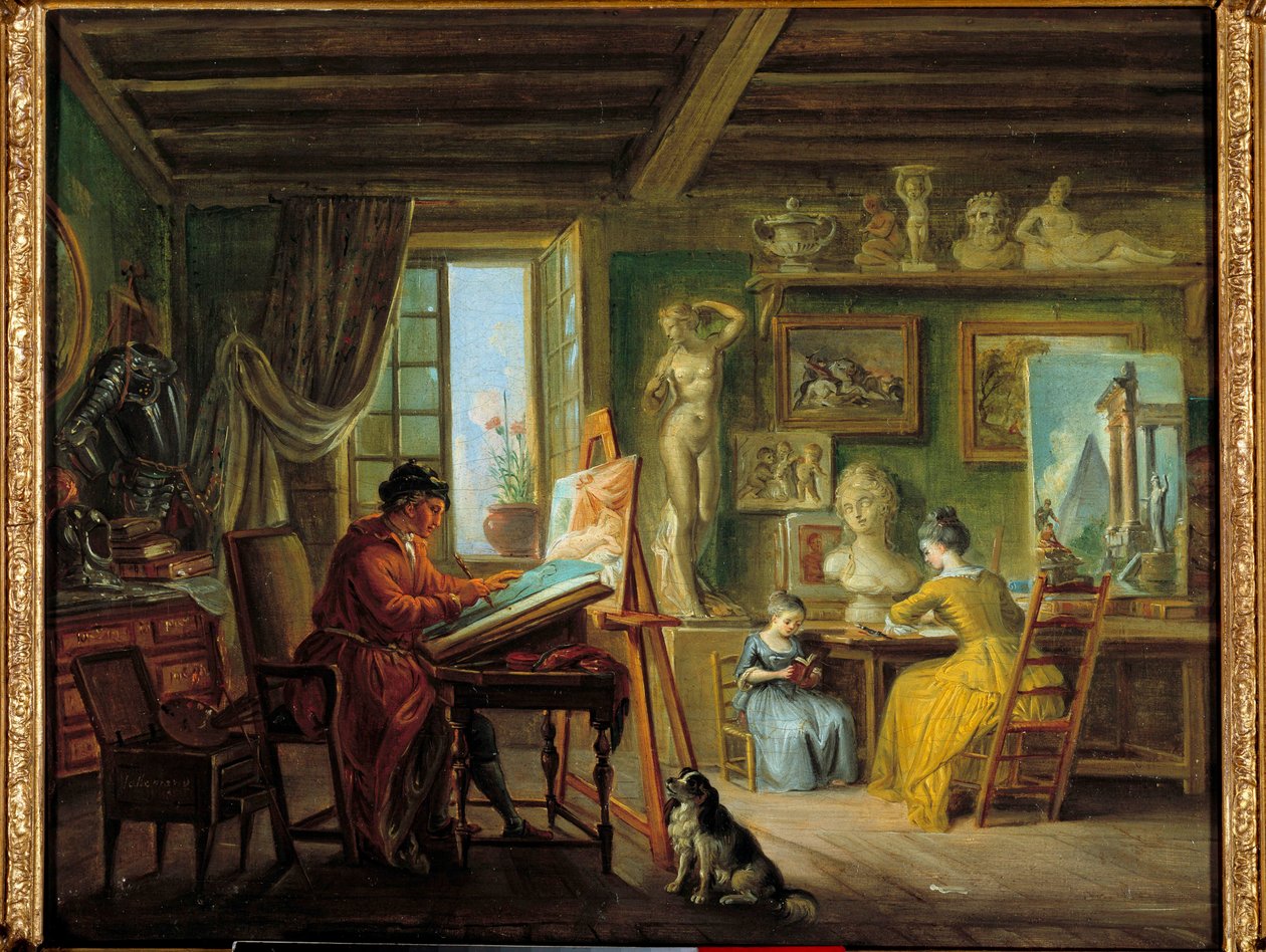 A festőműhely Jean Baptiste Lallemand festménye (1710-1803) 18. századi Dijon, Szépművészeti Múzeum alkotó: Jean Baptiste Lallemand