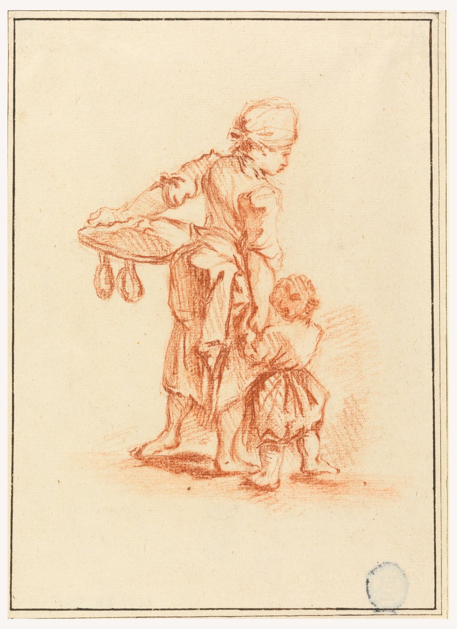Rajz, Gyermeket vezető nő, 1750-75 alkotó: Jean Baptiste Le Prince