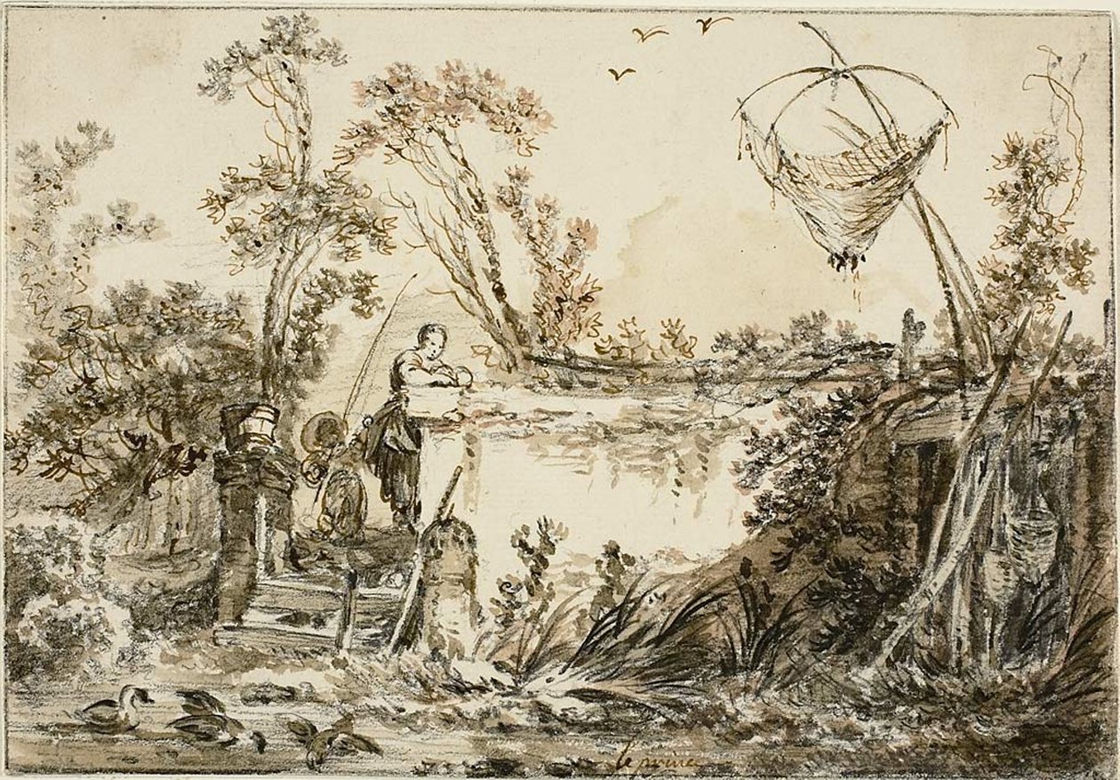 Tanulmány a Frontispiece számára, a Varie Vedute del Gentile számára alkotó: Jean Baptiste Le Prince