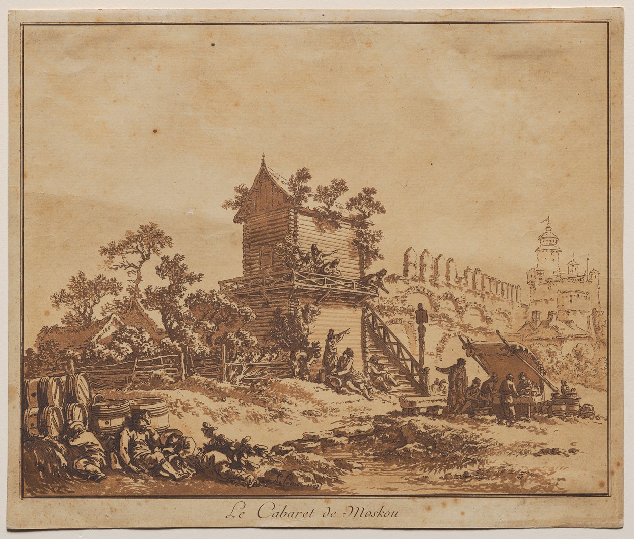 A moszkvai taverna (Le Cabaret de Moscow) alkotó: Jean Baptiste Le Prince