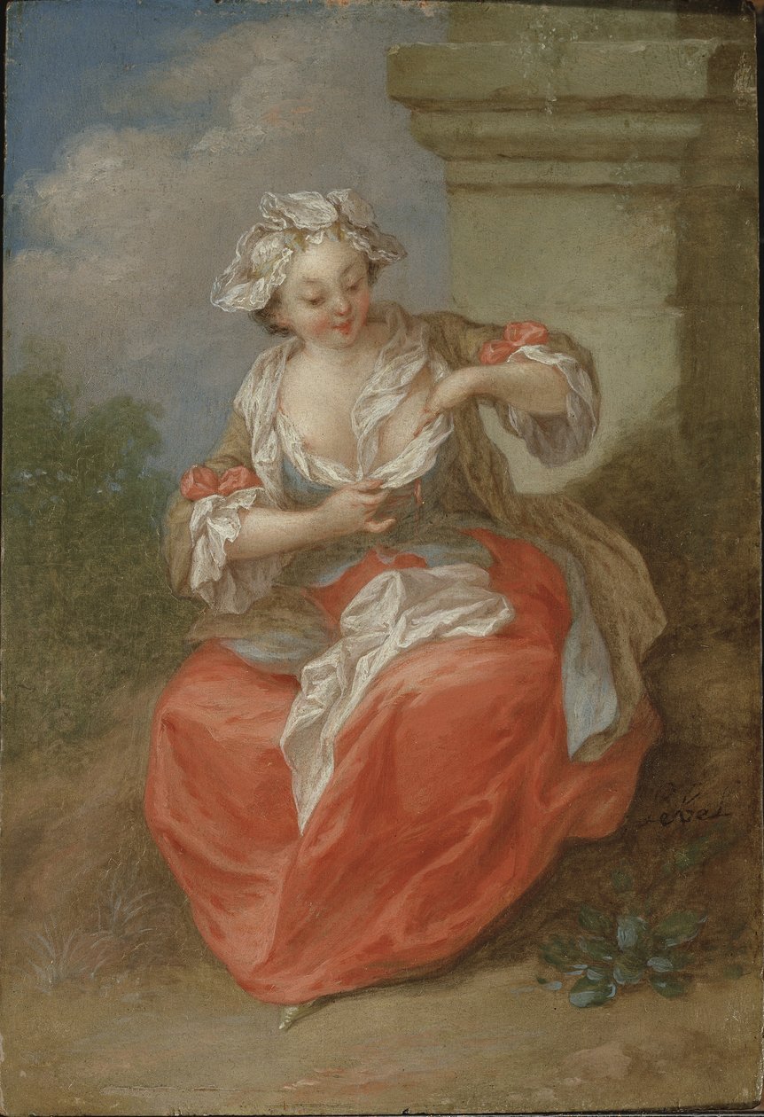 Fiatal lány bolhákat kerget, 1750 körül (olaj, vászon) alkotó: Jean Baptiste Lebel