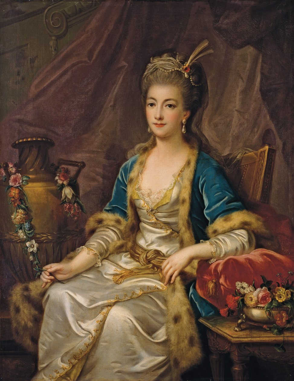 "à la russe" öltözött ülő nő portréja alkotó: Jean Baptiste Leprince