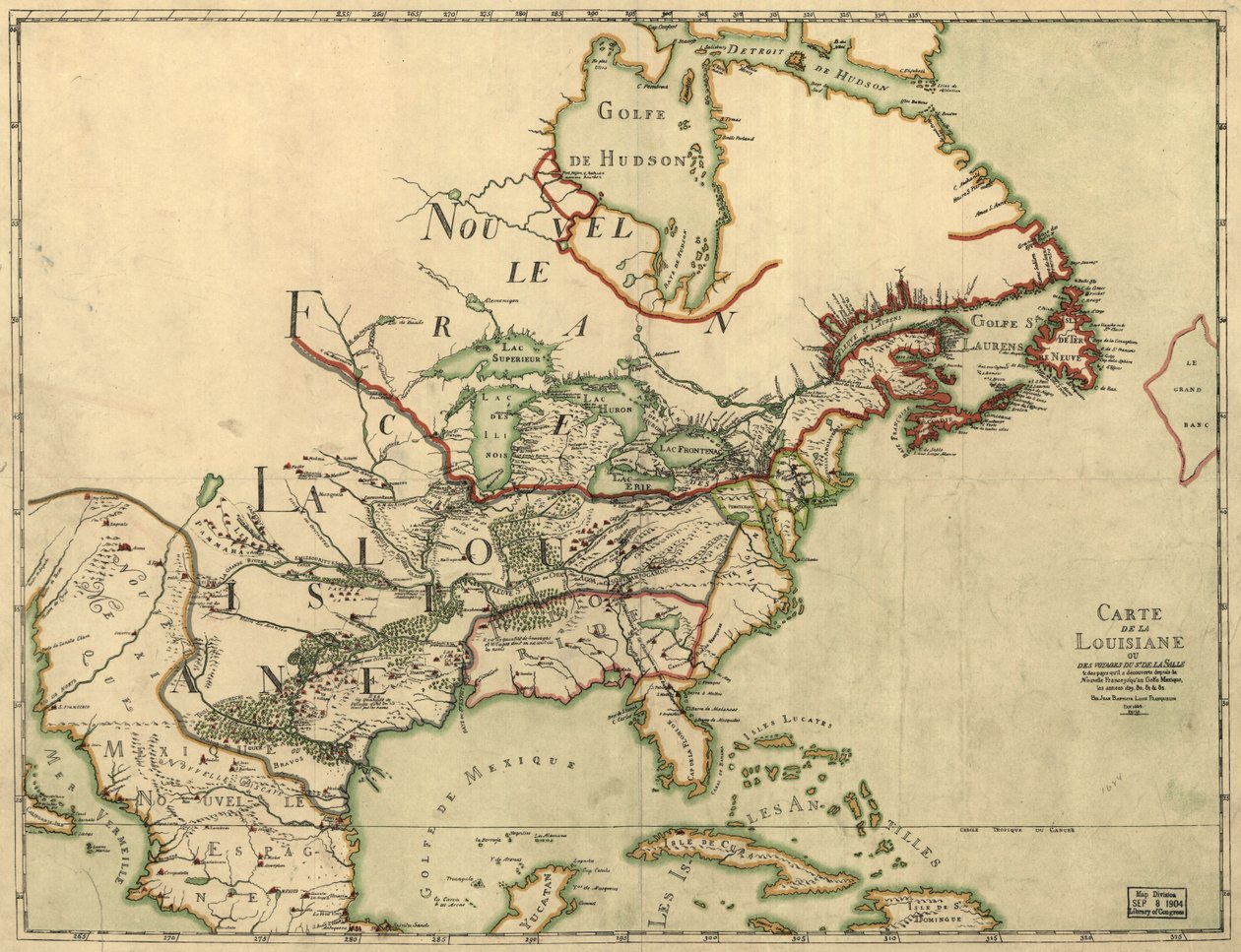 Franquelin Louisiana térképe. LOC 2001620469 alkotó: Jean Baptiste Louis Franquelin