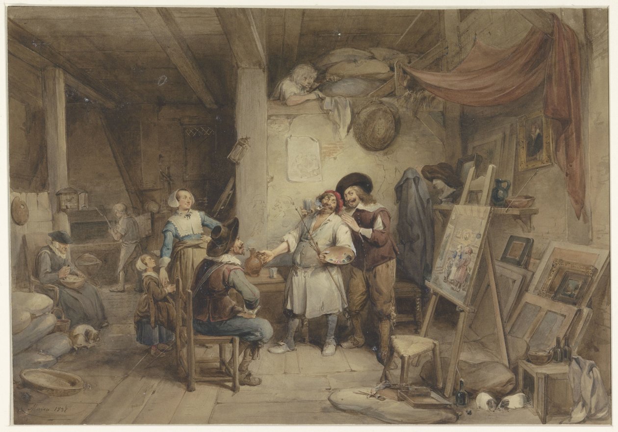 Adriaen Brouwer tanítványával, J. van Craesbeekkel alkotó: Jean Baptiste Madou