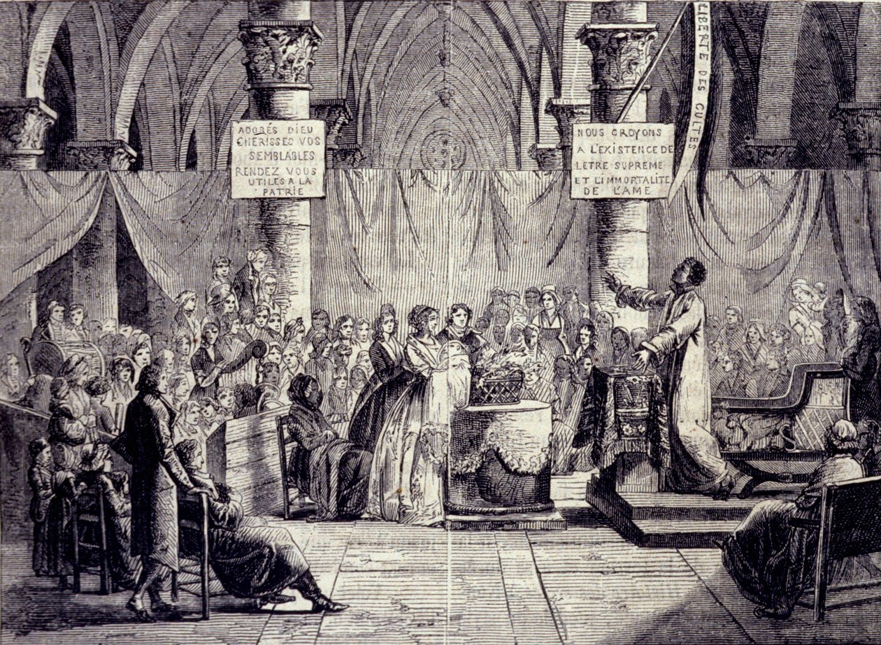 A Teofilantrópia szekta tagjainak megkeresztelése 1796 és 1800 között. alkotó: Jean Baptiste Mallet