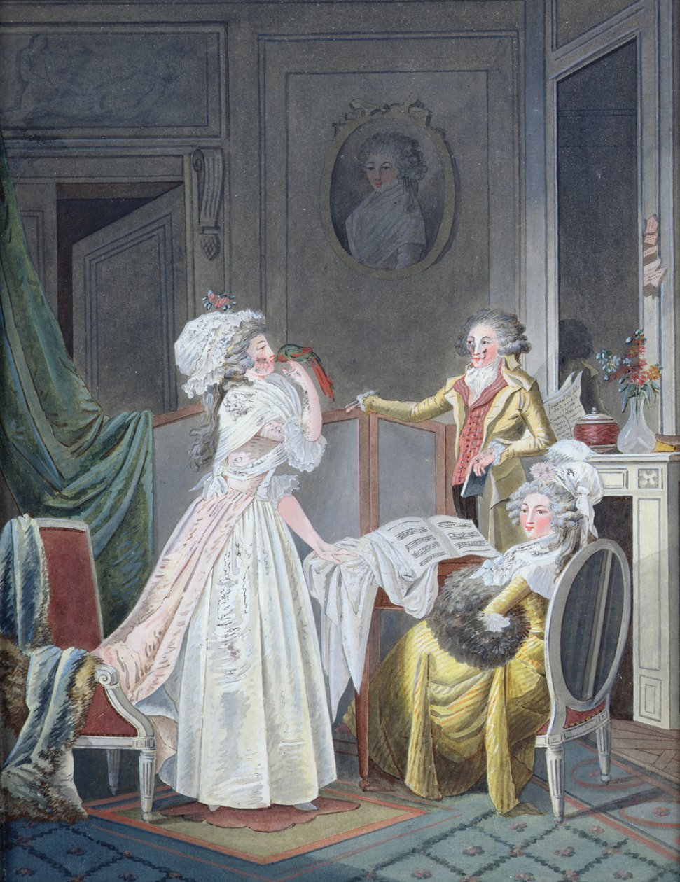 Megcsókolja a papagájt alkotó: Jean Baptiste Mallet