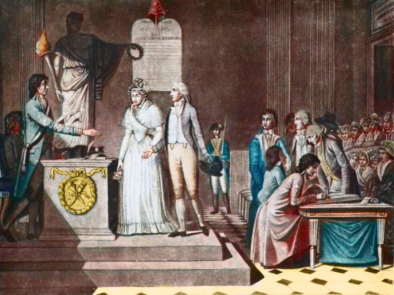 A köztársasági házasság – Republikánus házasság – az Aquatinte után Jean-Baptiste Mallet (1759-I835) – XVIII. alkotó: Jean Baptiste Mallet