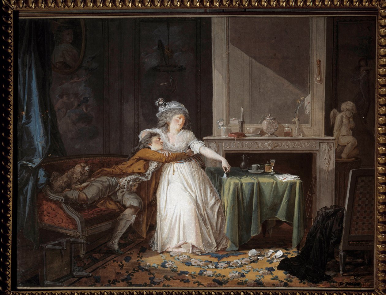 A törött pohár. Jean Baptiste Mallet (1759-1835) festménye alkotó: Jean Baptiste Mallet