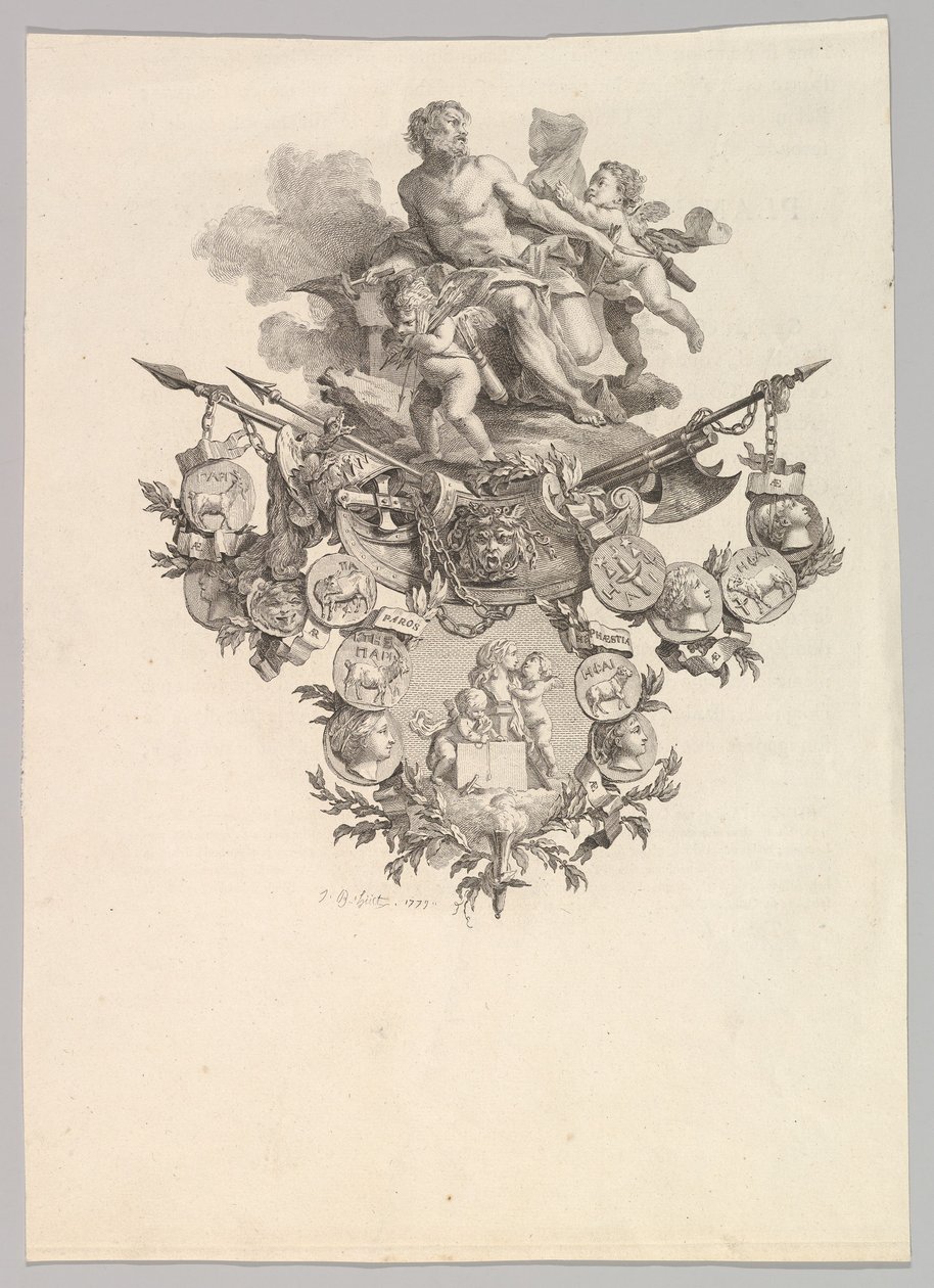 Vignetta Héphaisztosszal és Puttival, 1779. alkotó: Jean Baptiste Marie Huet