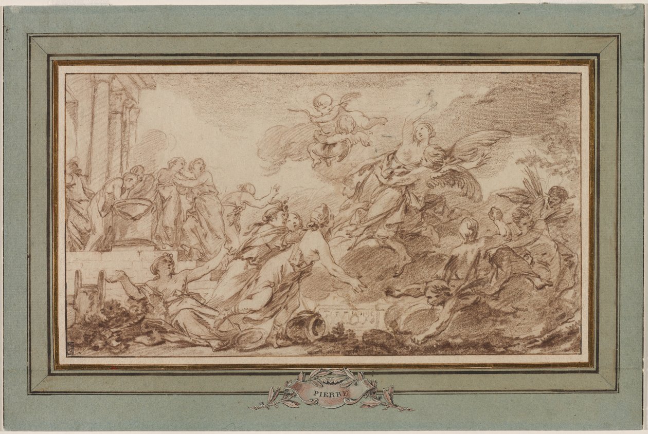 Boreas elrabolja Oreithyiát, c. 1755-1760. alkotó: Jean Baptiste Marie Pierre