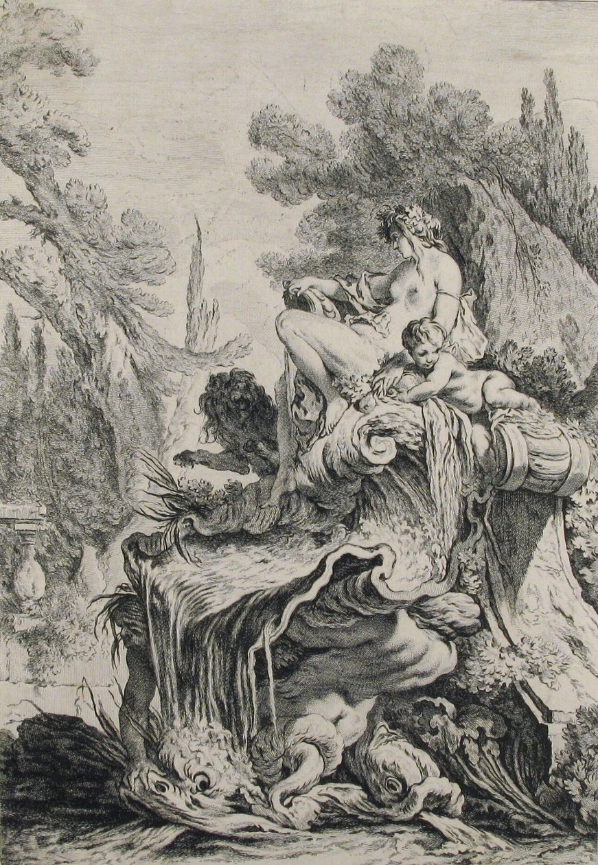 Szökőkút egy kagylón ülő Naiaddal alkotó: Jean Baptiste Marie Pierre