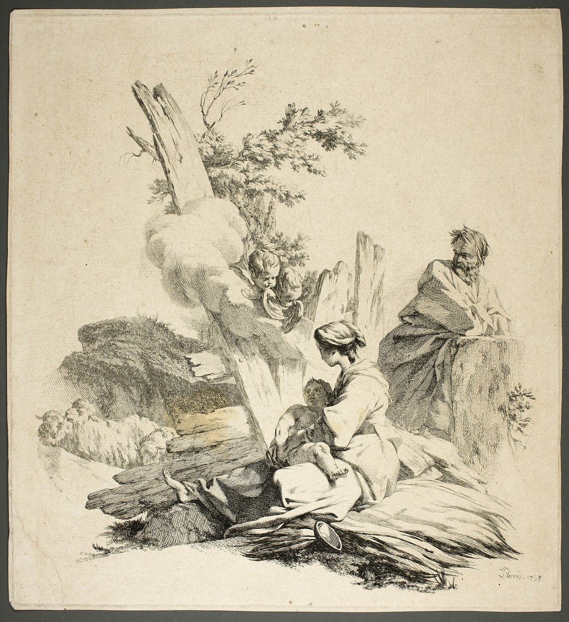 Szent család angyalokkal alkotó: Jean Baptiste Marie Pierre
