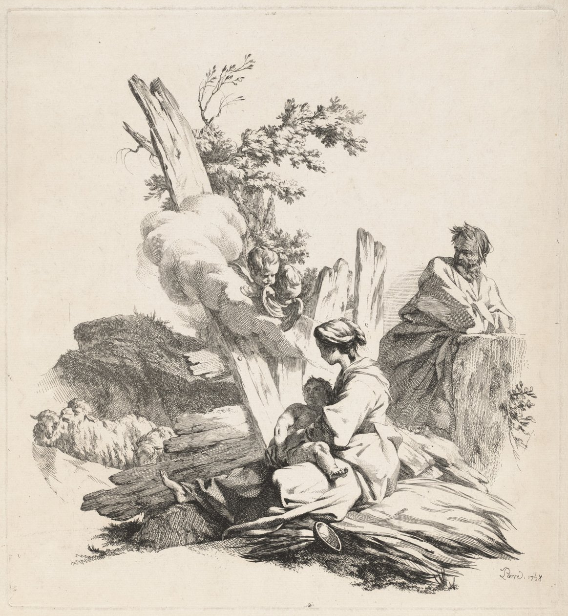 Pihenjen az egyiptomi repülésen alkotó: Jean Baptiste Marie Pierre