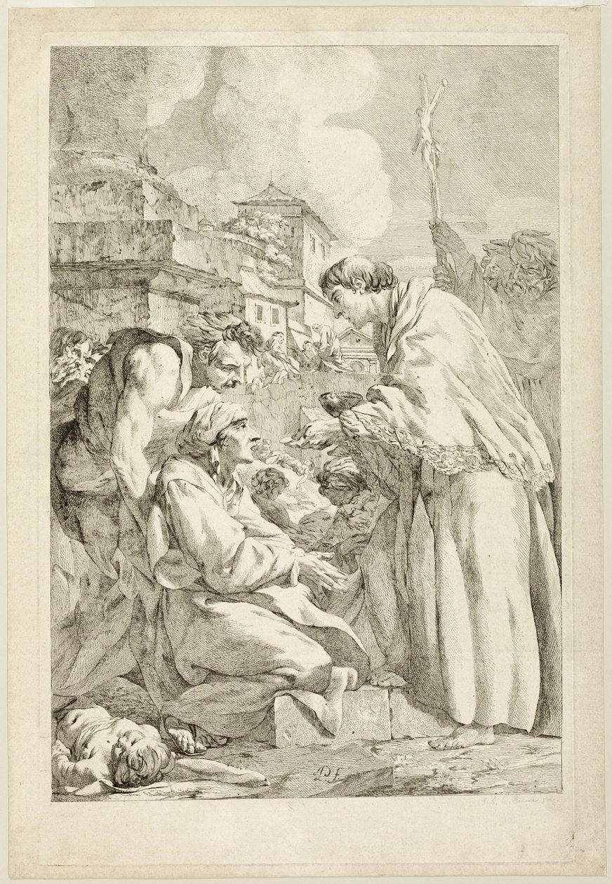 Borromeo Szent Károly megáldja a pestis sújtottat alkotó: Jean Baptiste Marie Pierre