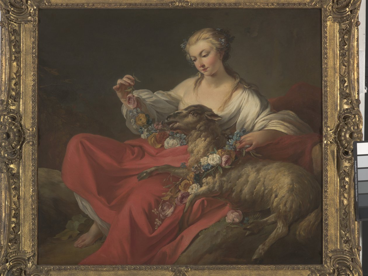 A kedvenc bárány (Le Mouton Favori) (olaj, vászon) alkotó: Jean Baptiste Marie Pierre