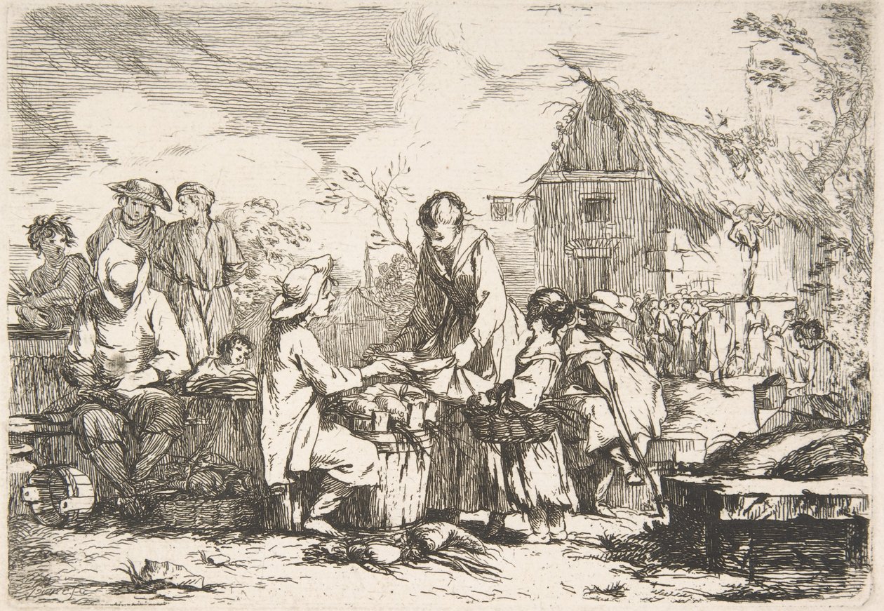 Falusi piactér A falu piaca, 18. század. alkotó: Jean Baptiste Marie Pierre