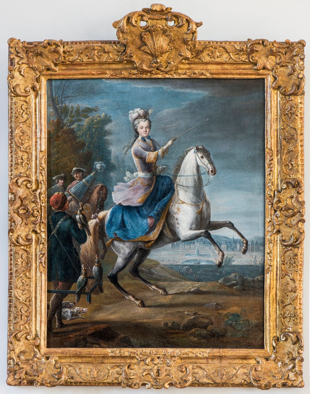 Martin Jean Baptiste (Martin Des Battailles) lovas portréja Marie Leszczynskáról, XV. Lajos feleségéről (1659 - 1735). (Foucon vadászat először a fontainebleau-i kastélyban) - Musee de Sceaux. (leczinska, Leczynska, Lesczinska, Lesczynska, Leszczinska, L alkotó: Jean Baptiste Martin