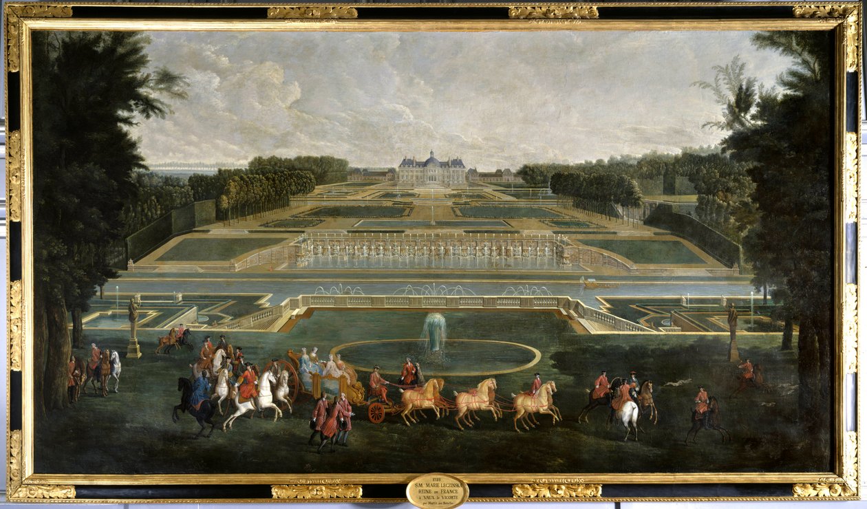 Marie Lescszinska, Franciaország királynője (1703-1768) (Leczinska, Lescszinka, Leszinka) Vaux Le Vicomte (Vaux-Le-Vicomte) kastély kertjében Jean Baptiste Martin (1659-1735) festménye 1728 Chateau De Vaux Le Visomte. - Marie Lescszinska, F királynője alkotó: Jean Baptiste Martin
