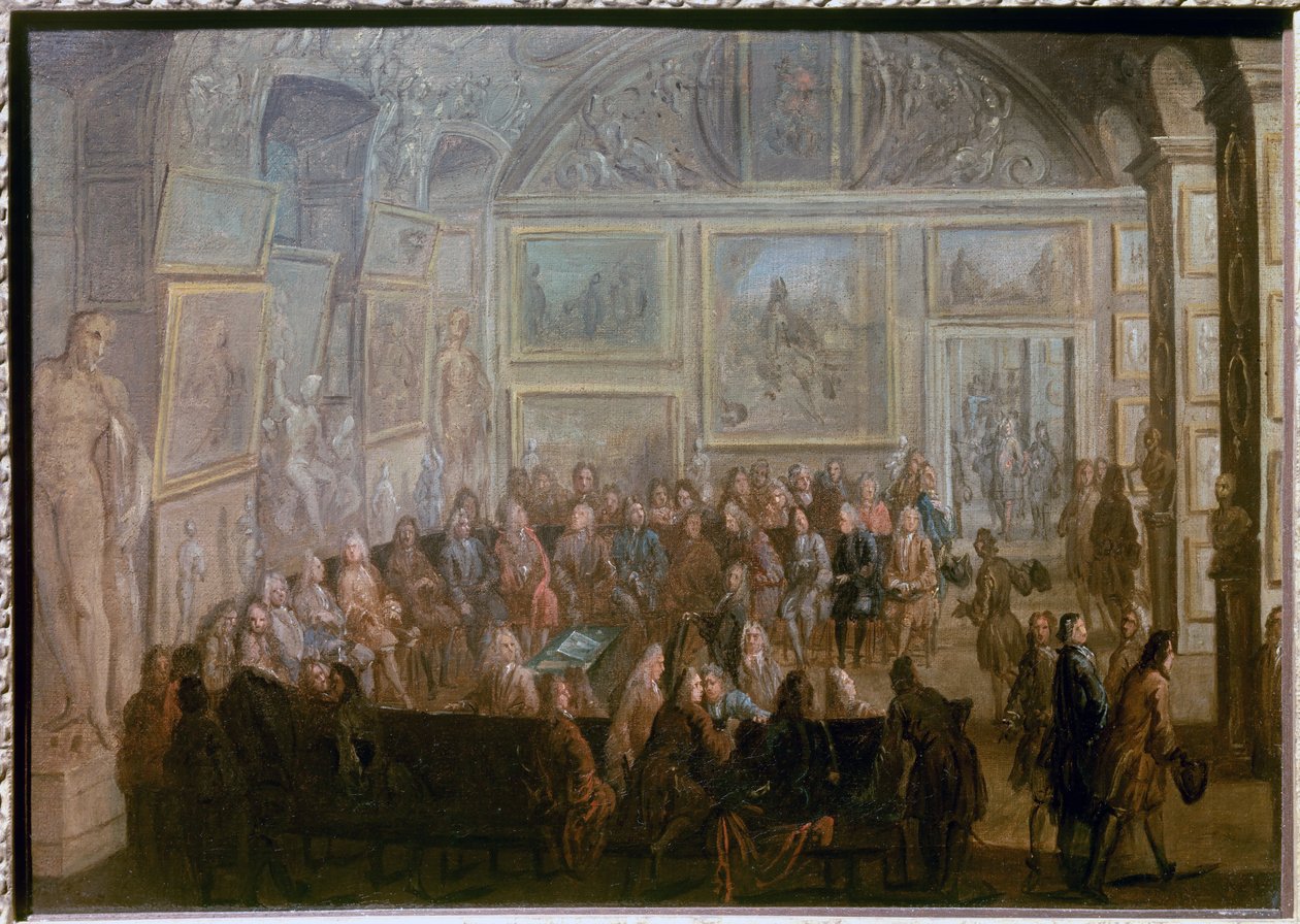 A Festészeti és Szobrászati Akadémia találkozója a Louvre-i Salon de Diane-ban Jean-Baptiste Martin le Vieux festménye (1659-1735) alkotó: Jean Baptiste Martin