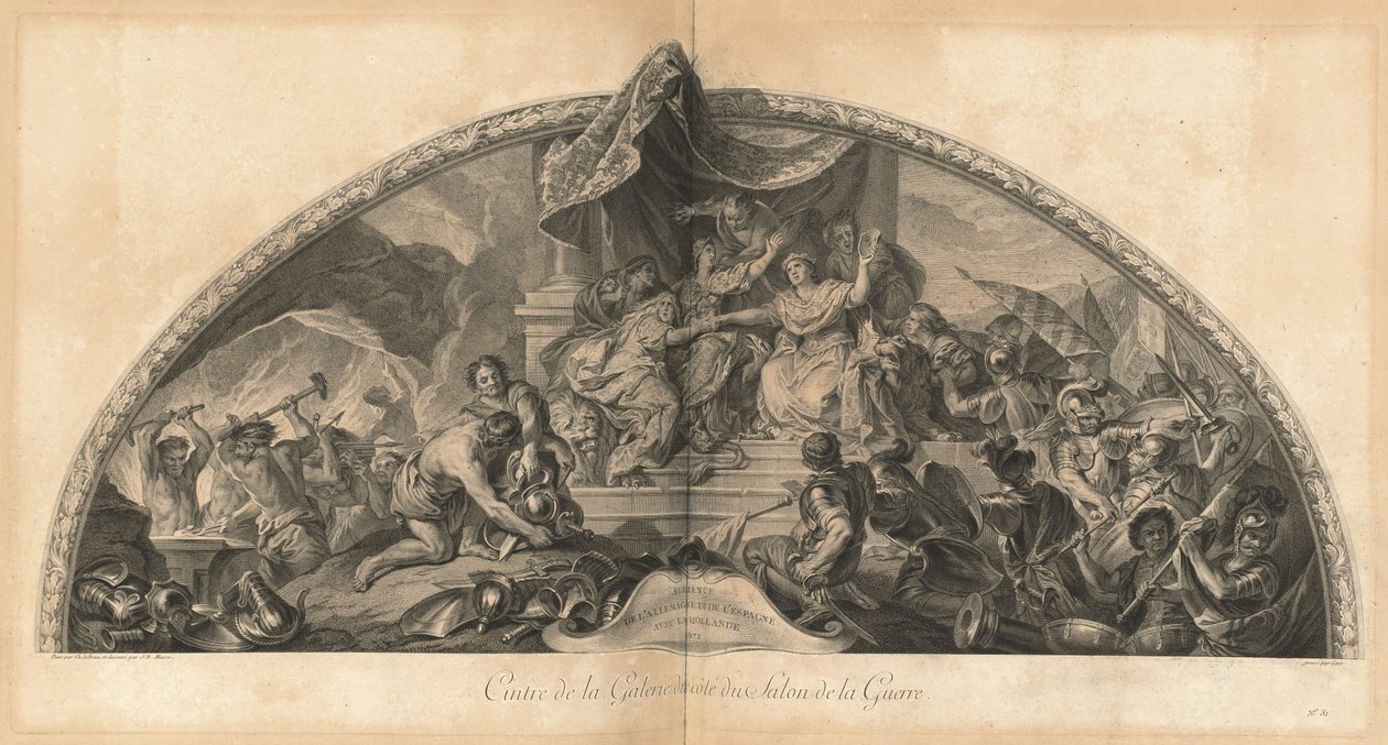 Németország és Spanyolország szövetsége Hollandiával 1672 A Képtár akasztója a Hadiszalon mellett (Németország és Spanyolország szövetsége Hollandiával 1672, a Galéria központja a Hadiszalon mellett) [pl. 31] alkotó: Jean Baptiste Masse
