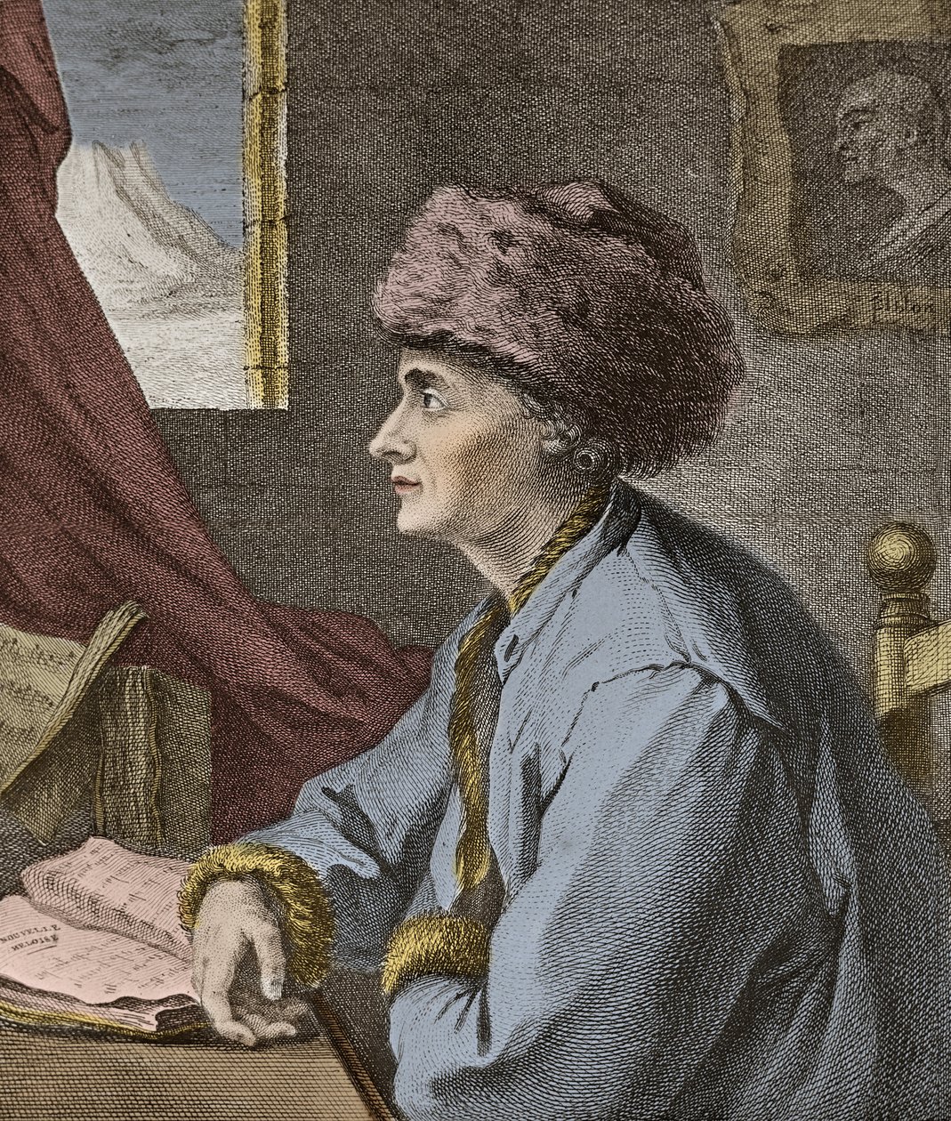 Jean Jacques Rousseau francia író és filozófus a Neufchatelben 1765-ben, J. B. Michel metszete – Jean-Jacques Rousseau (Jean Jacques) portréja a Neuf Chatel 1765-ös metszete, J. B. Michel metszete alkotó: Jean Baptiste Michel