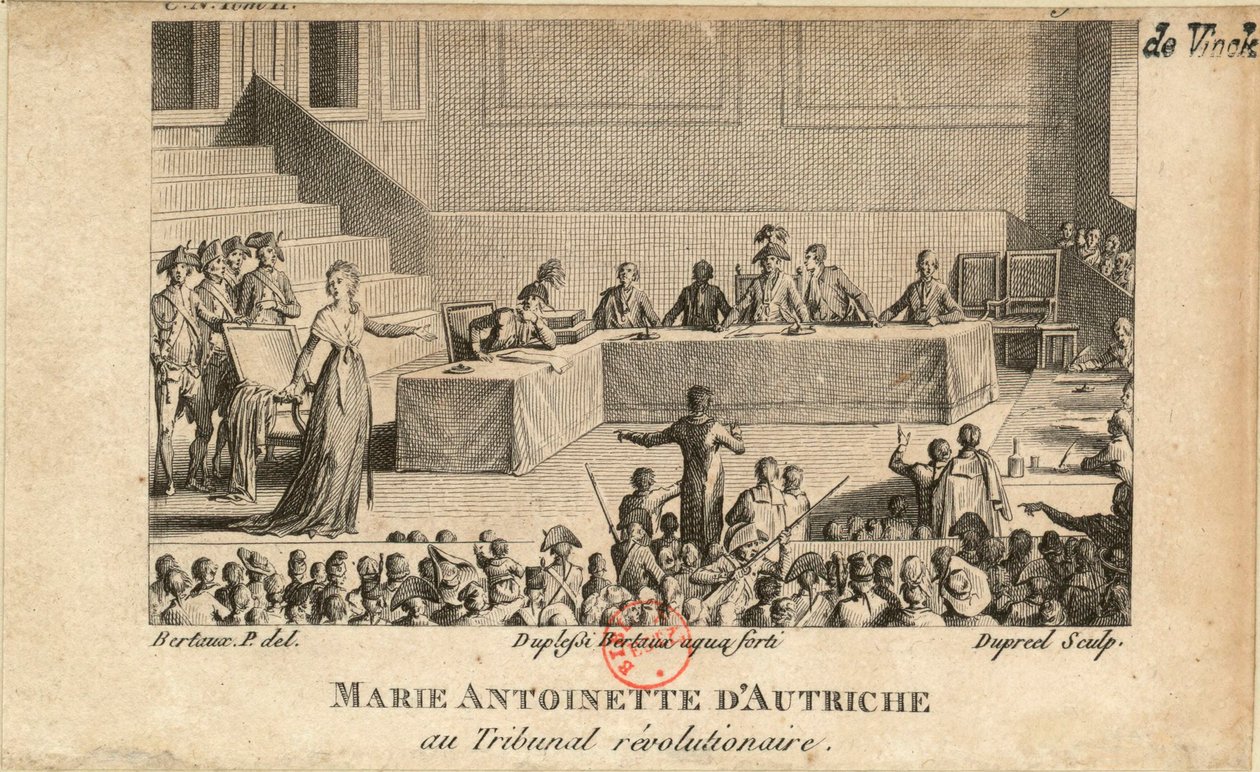 Marie Antoinette a Forradalmi Törvényszéken, 1806. alkotó: Jean Baptiste Michel Dupréel