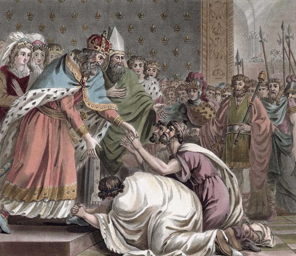 „Nagy Károly fogadja a nagyköveteket a keleti császártól”, 1789 alkotó: Jean Baptiste Morret