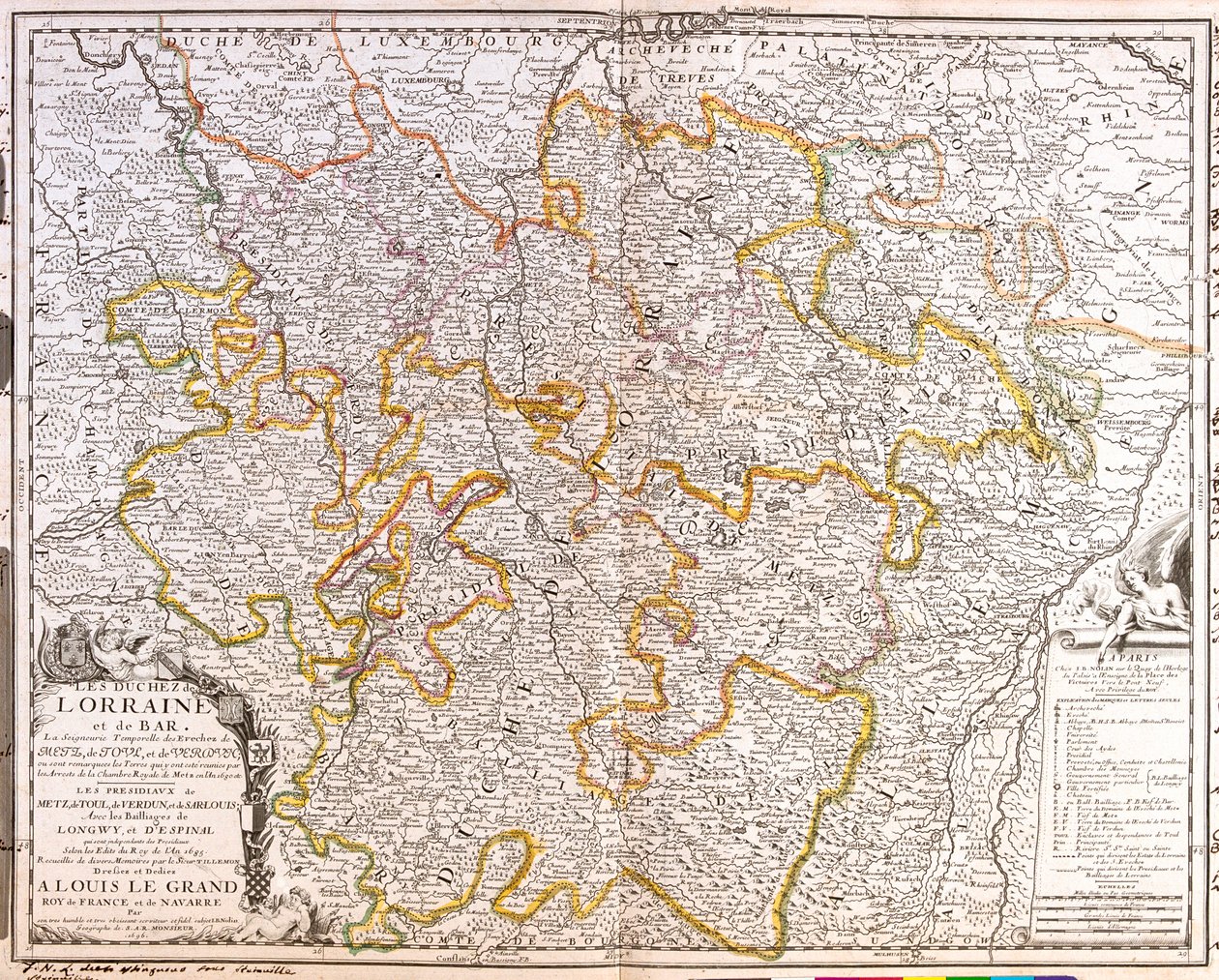 Franciaország (régió: Champagne-Ardenne, Lotaringia, Elzász, Franche-Comté), Németország (tartomány: Rajna-vidék-Pfalz, Saar-vidék) alkotó: Jean Baptiste Nolin