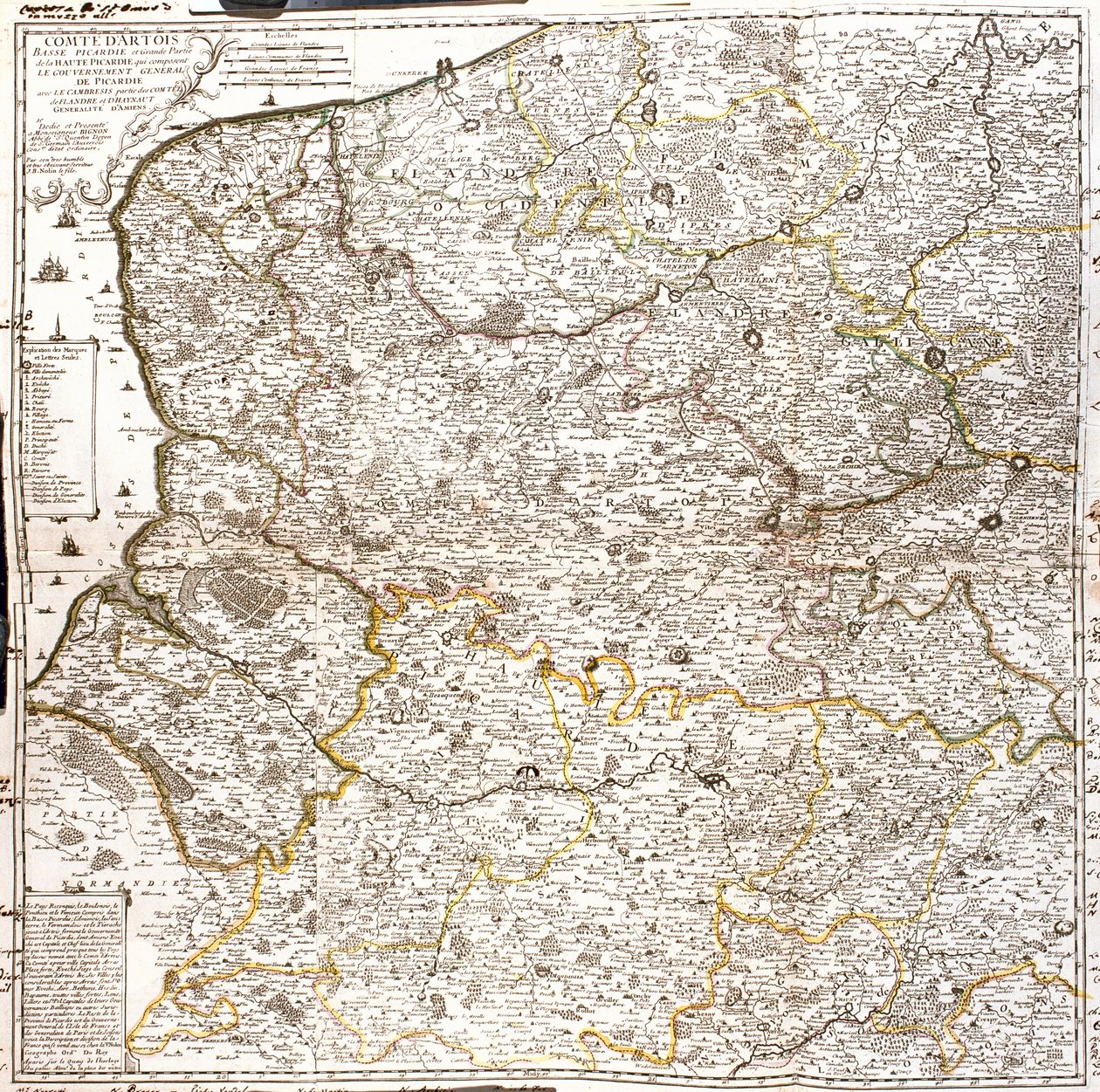 Artois (Franciaország) és Flandria (Belgium, Hollandia) térképe (metszet alkotó: Jean Baptiste Nolin