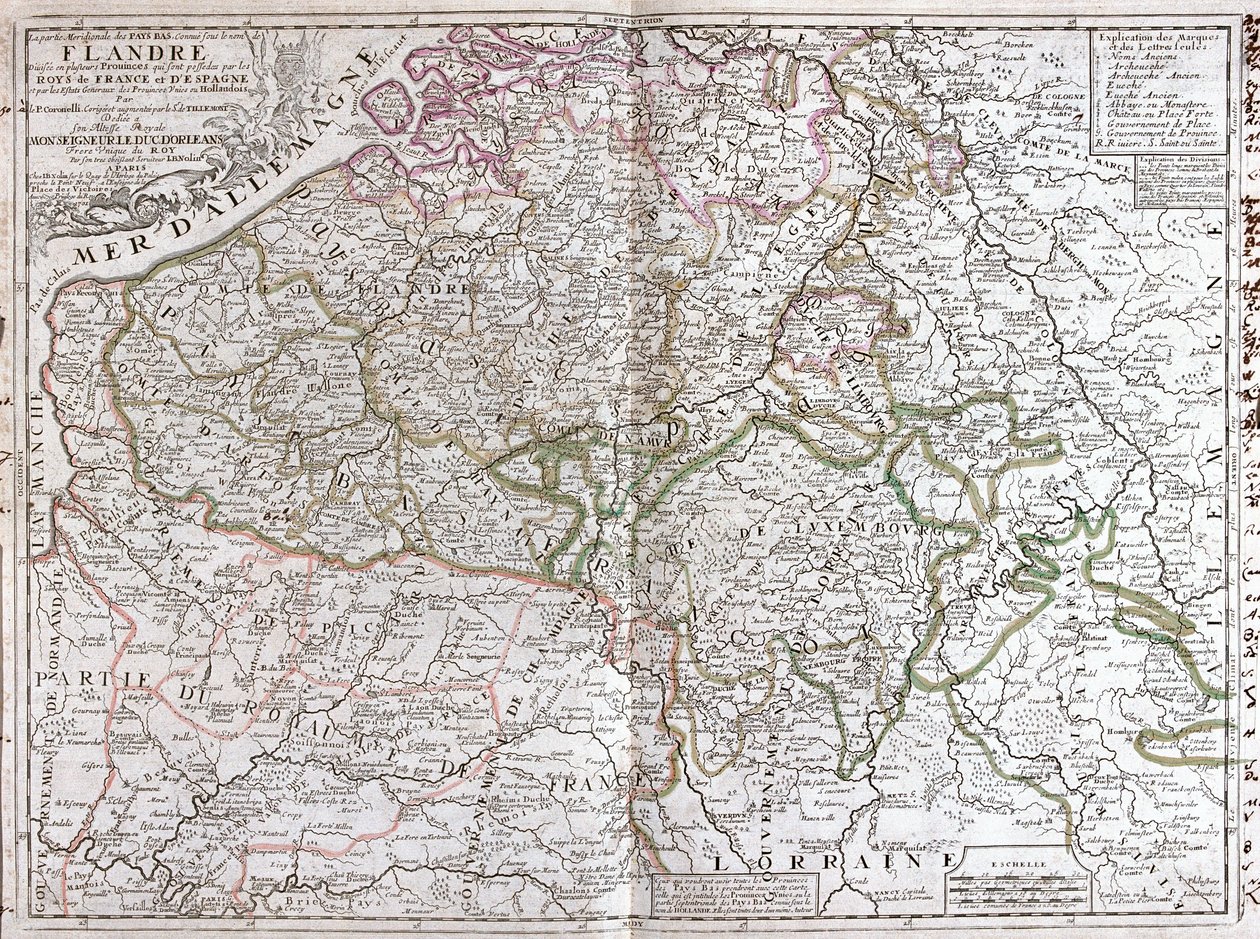 Belgium térképe (metszet alkotó: Jean Baptiste Nolin