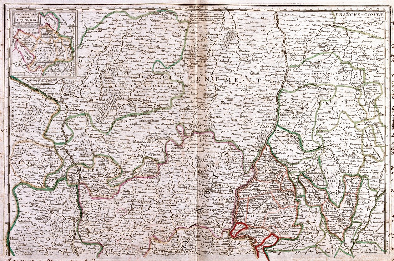 Burgundia térképe (Franciaország) (metszet alkotó: Jean Baptiste Nolin